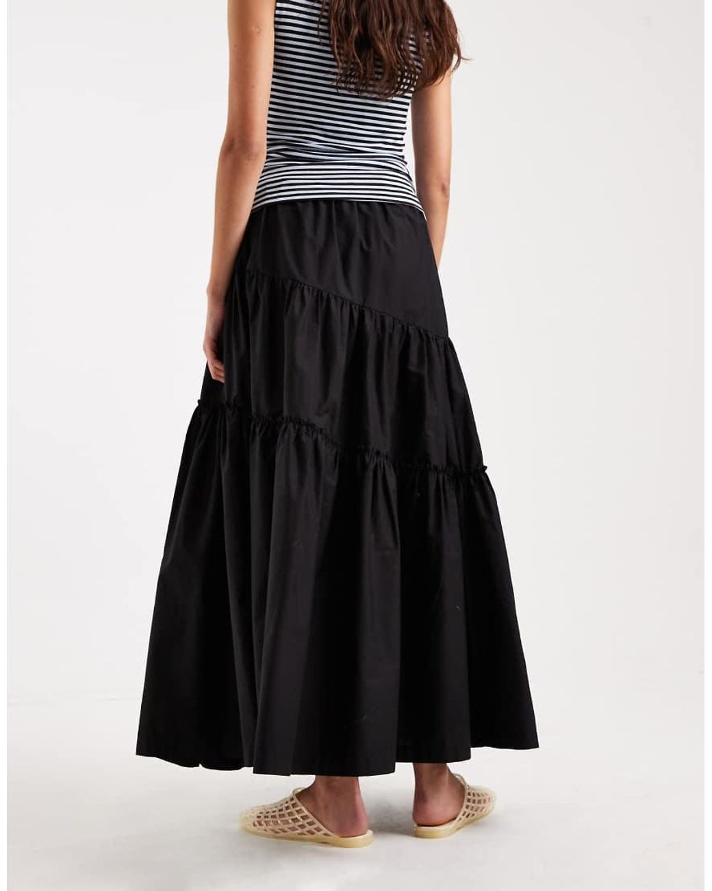 ASOS White Asymmetric Tiered Boho Maxi Skirt