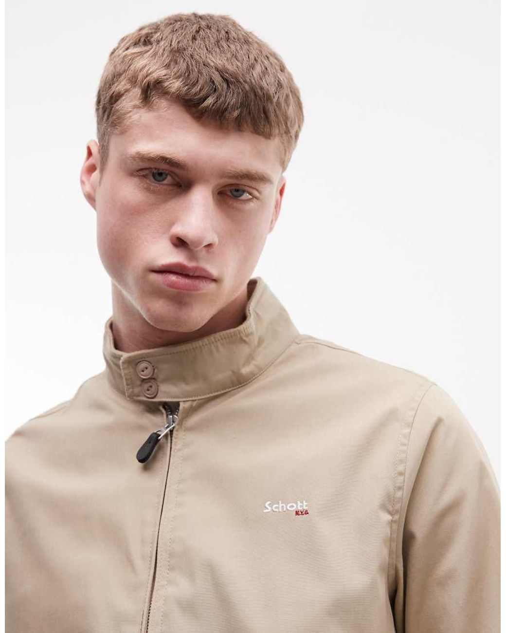 Schott Nyc Blue Logo Patch Harrington Jacket for men