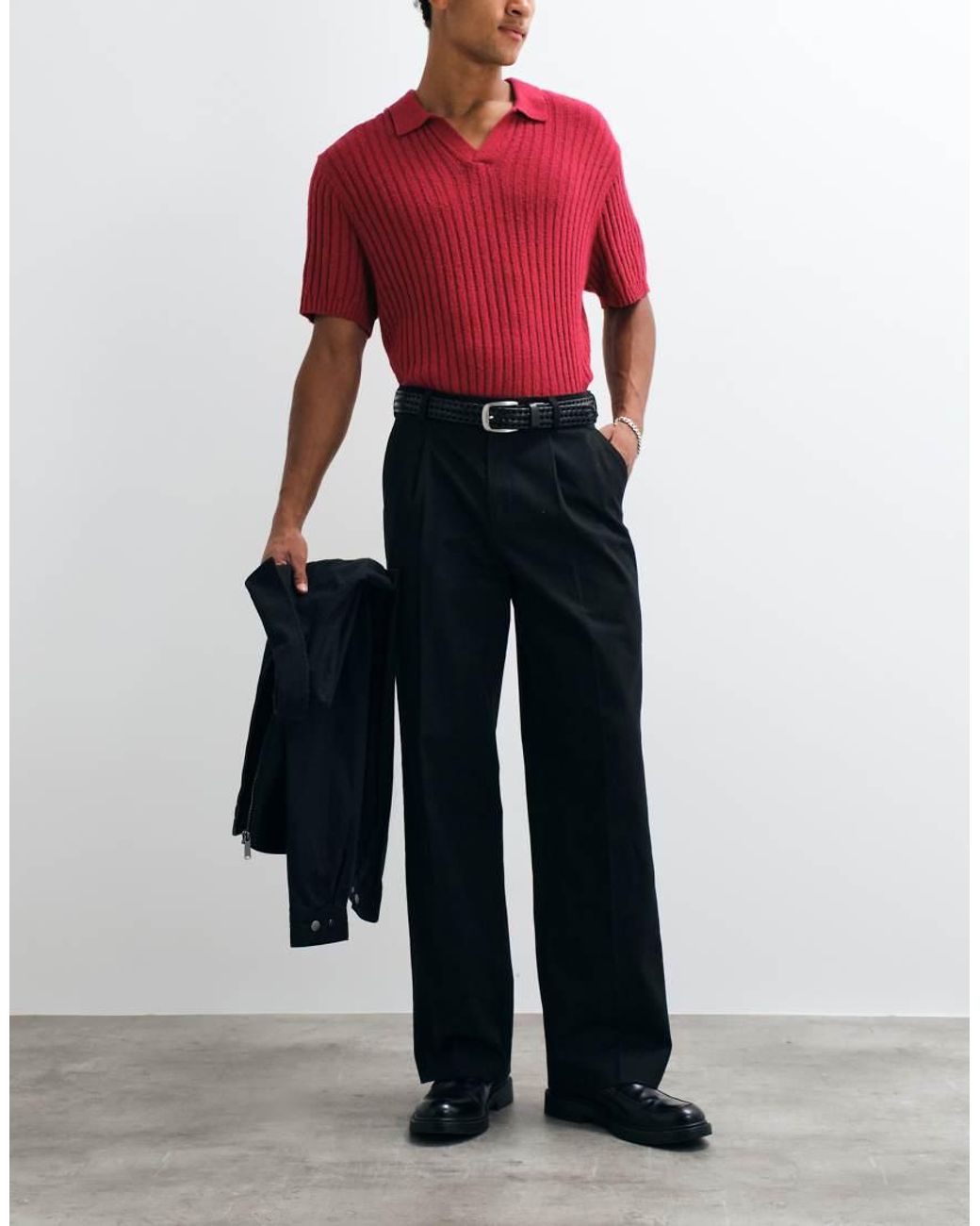 ASOS Pink 100% Cotton Heavyweight Tailored Wide Leg Pants for men