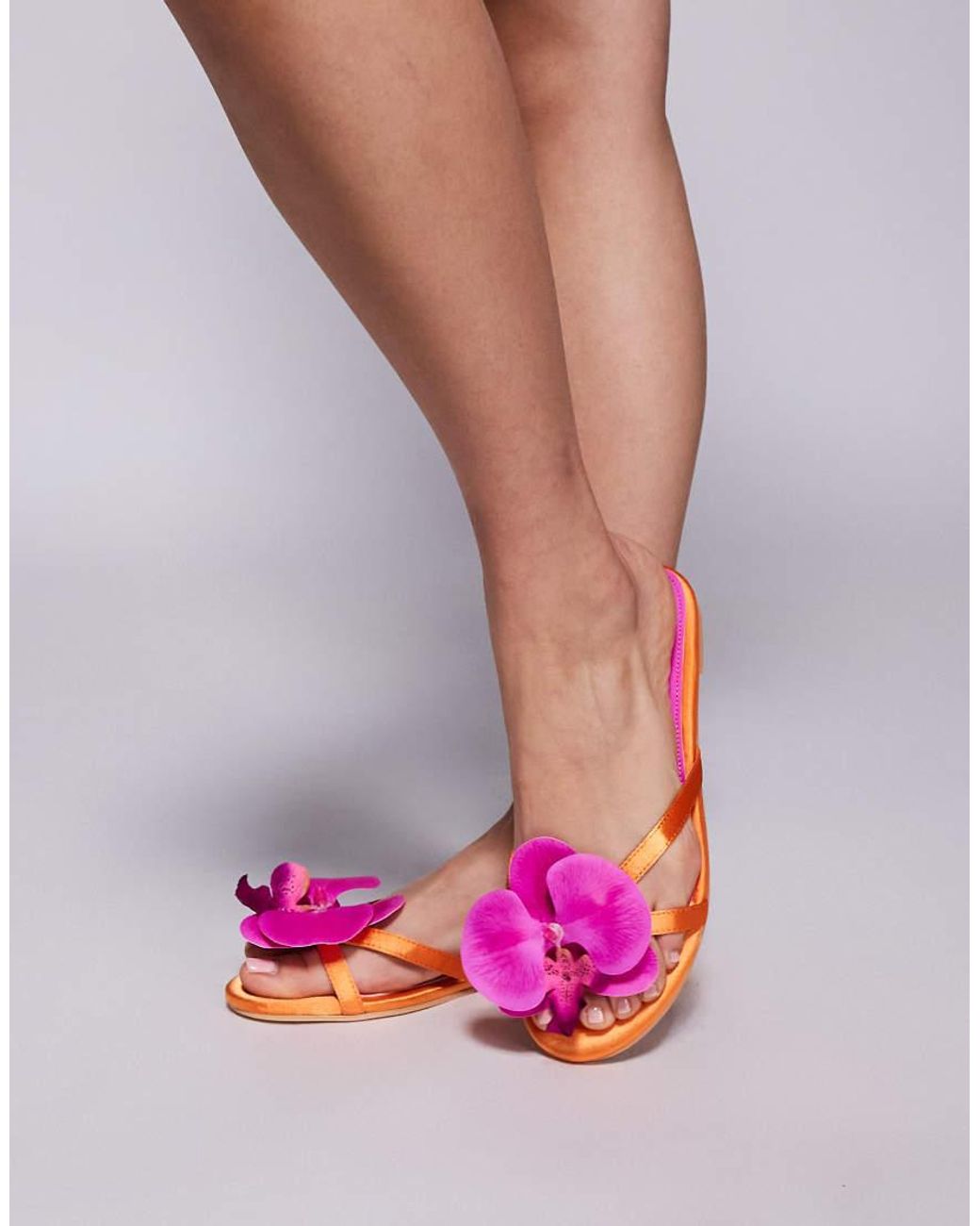 Public Desire Pink Magnolia 3d Floral Flat Sandals