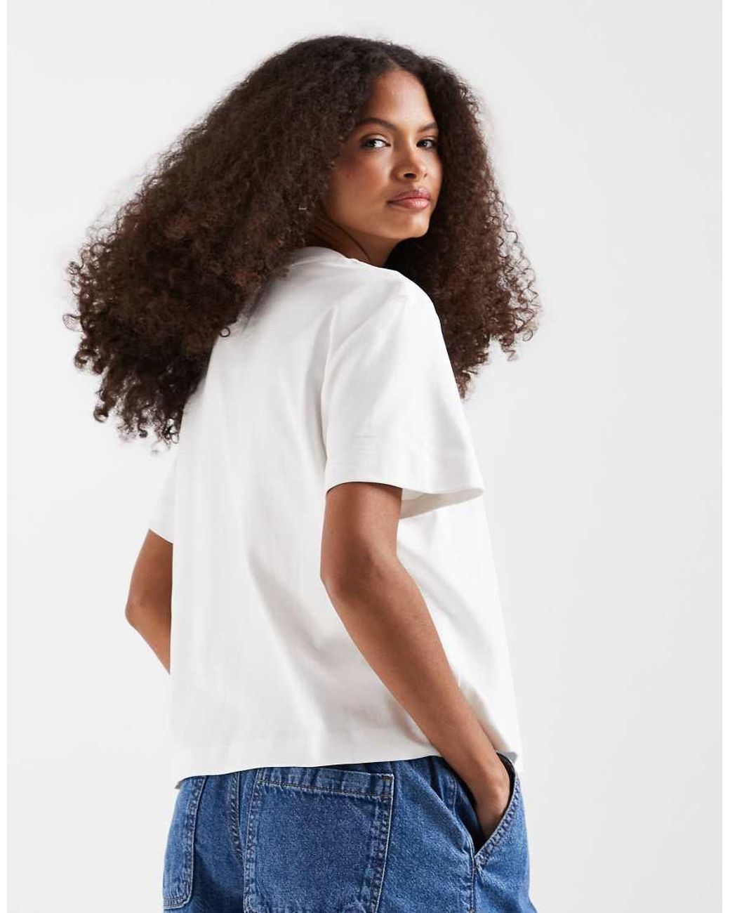 Vero Moda Blue Boxy Tee With Embroidered Graphic