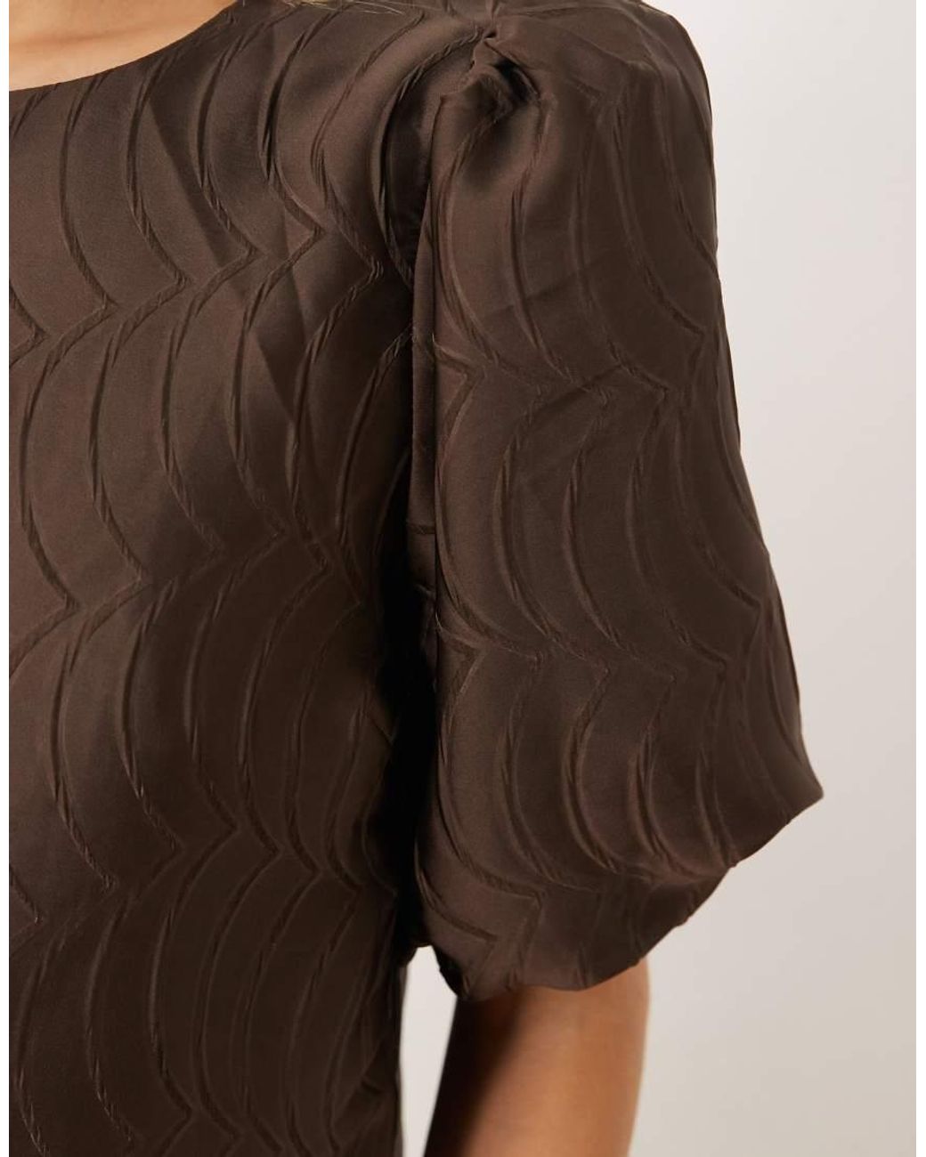 Y.A.S Brown Premium Textured Puff Sleeve Top Co-ord