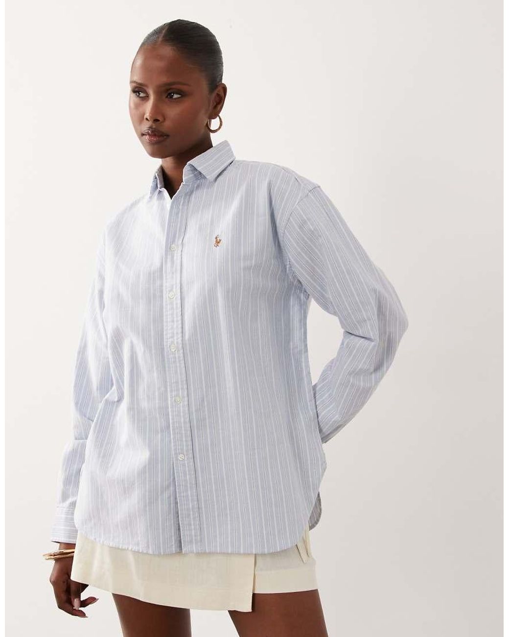 Polo Ralph Lauren White Relaxed Fit Striped Cotton Shirt