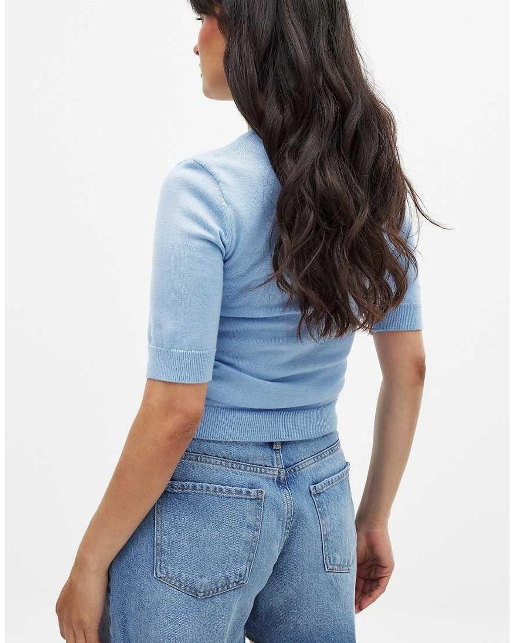 NA-KD Blue Low Waist Raw Hem Denim Shorts