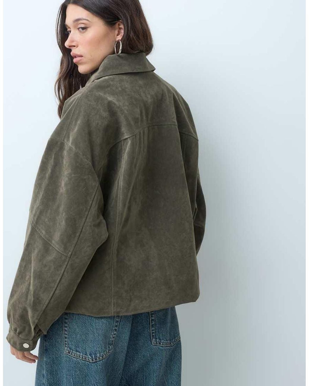 Kaiia Brown Exclusive Faux Suede Zip Through Bomber Jacket