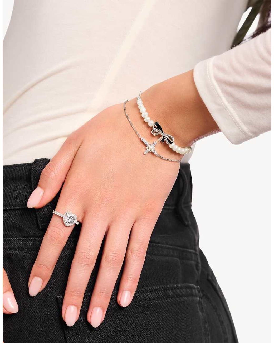 Thomas Sabo Natural Bow Bracelet With Freshwater Pearls Lovely Romance