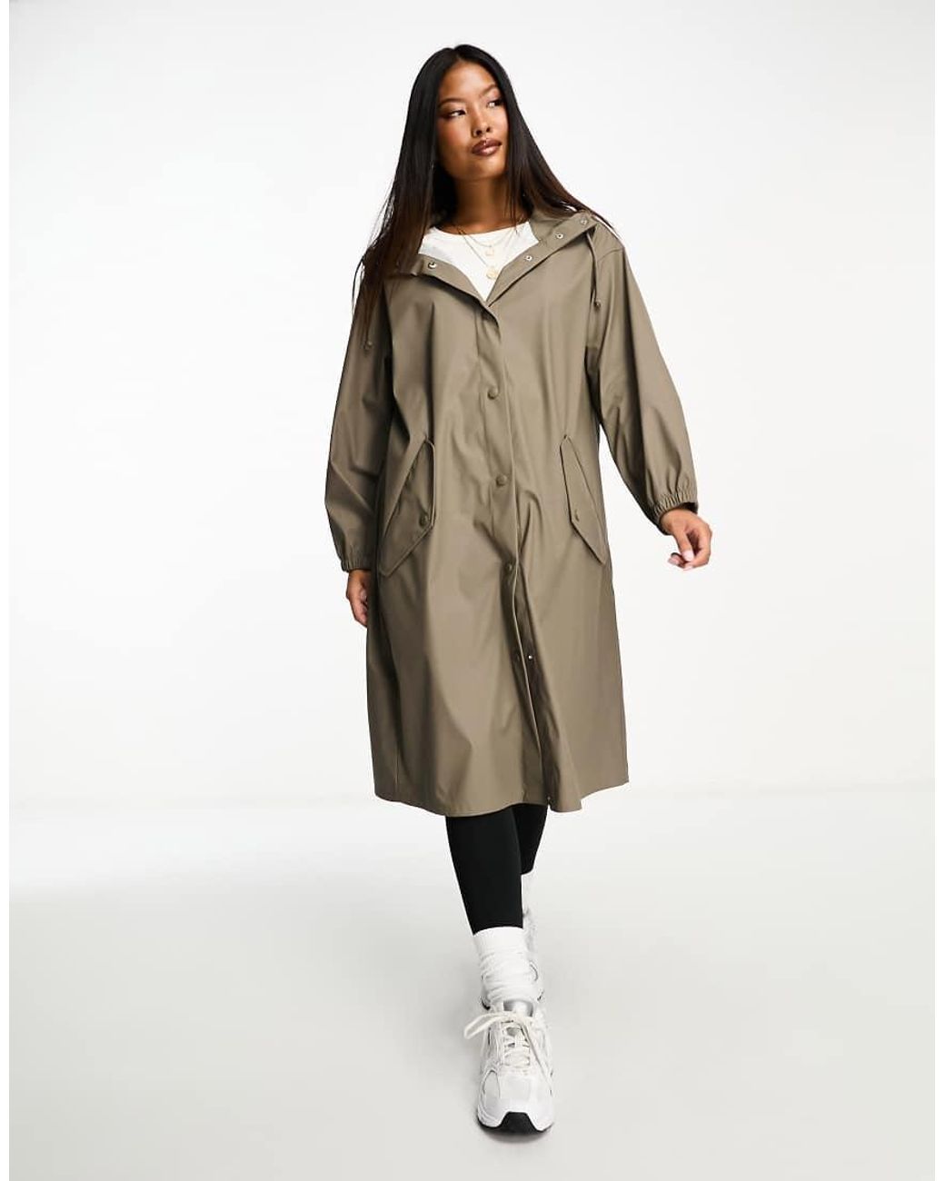 ASOS White Asos Design Petite Rubberised Rain Parka Coat