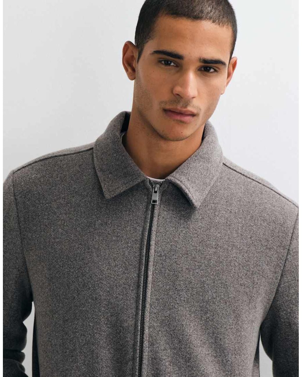 Threadbare Gray Faux Wool Zip Through Jacket for men