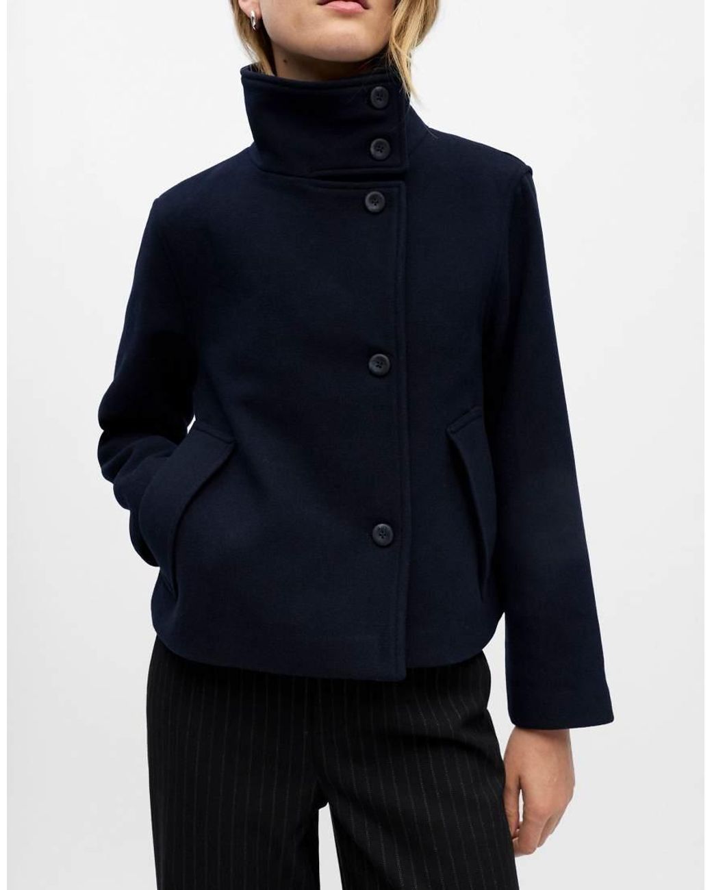 Object Blue Riki Wool Blend Short Jacket
