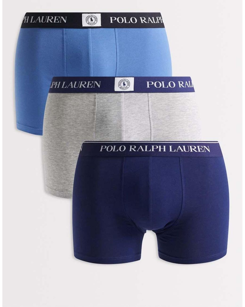 Polo Ralph Lauren Blue 3 Pack Cotton Trunks for men