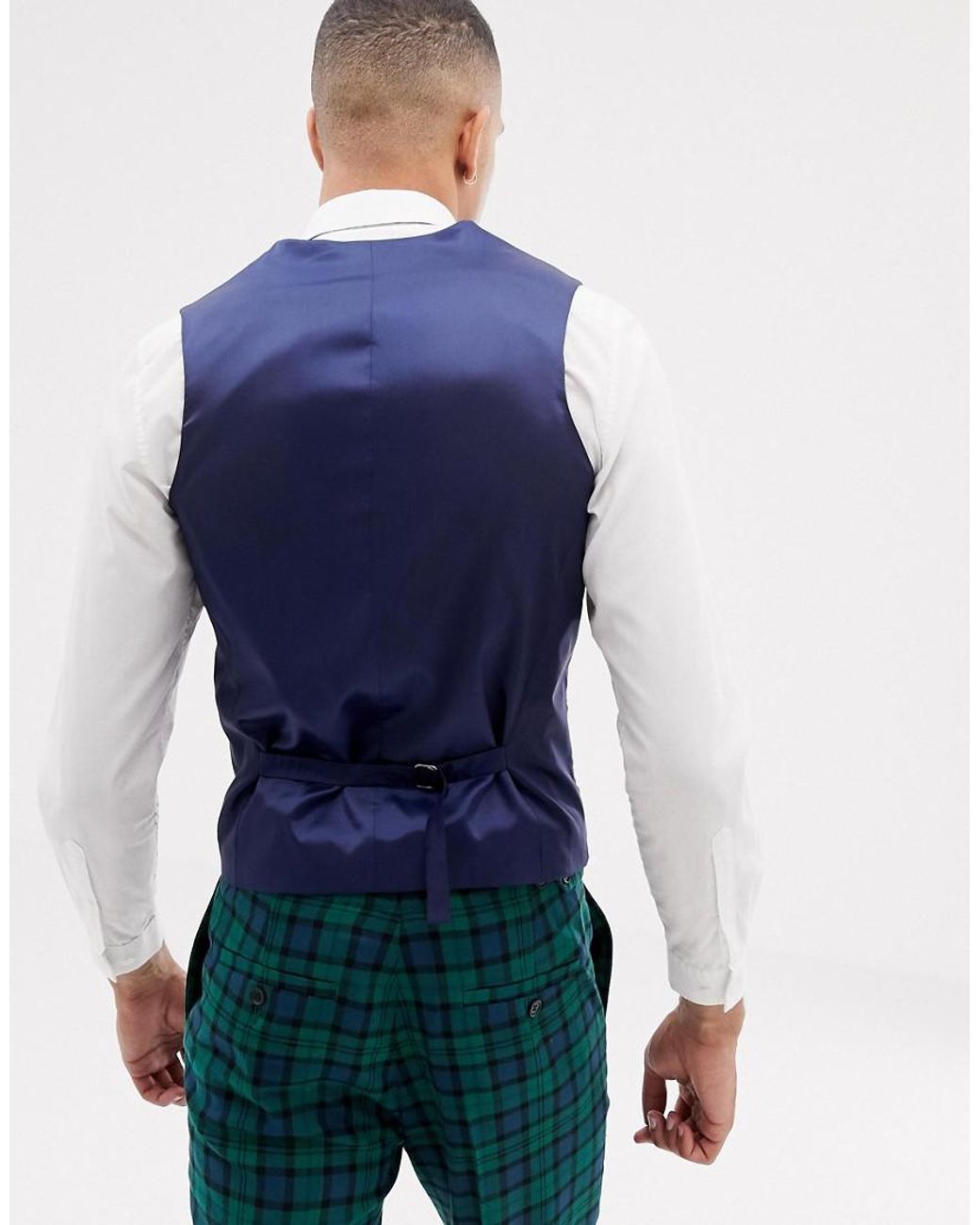 Chaleco de traje ajustado a cuadros escoceses blackwatch ASOS de hombre de  color Verde | Lyst