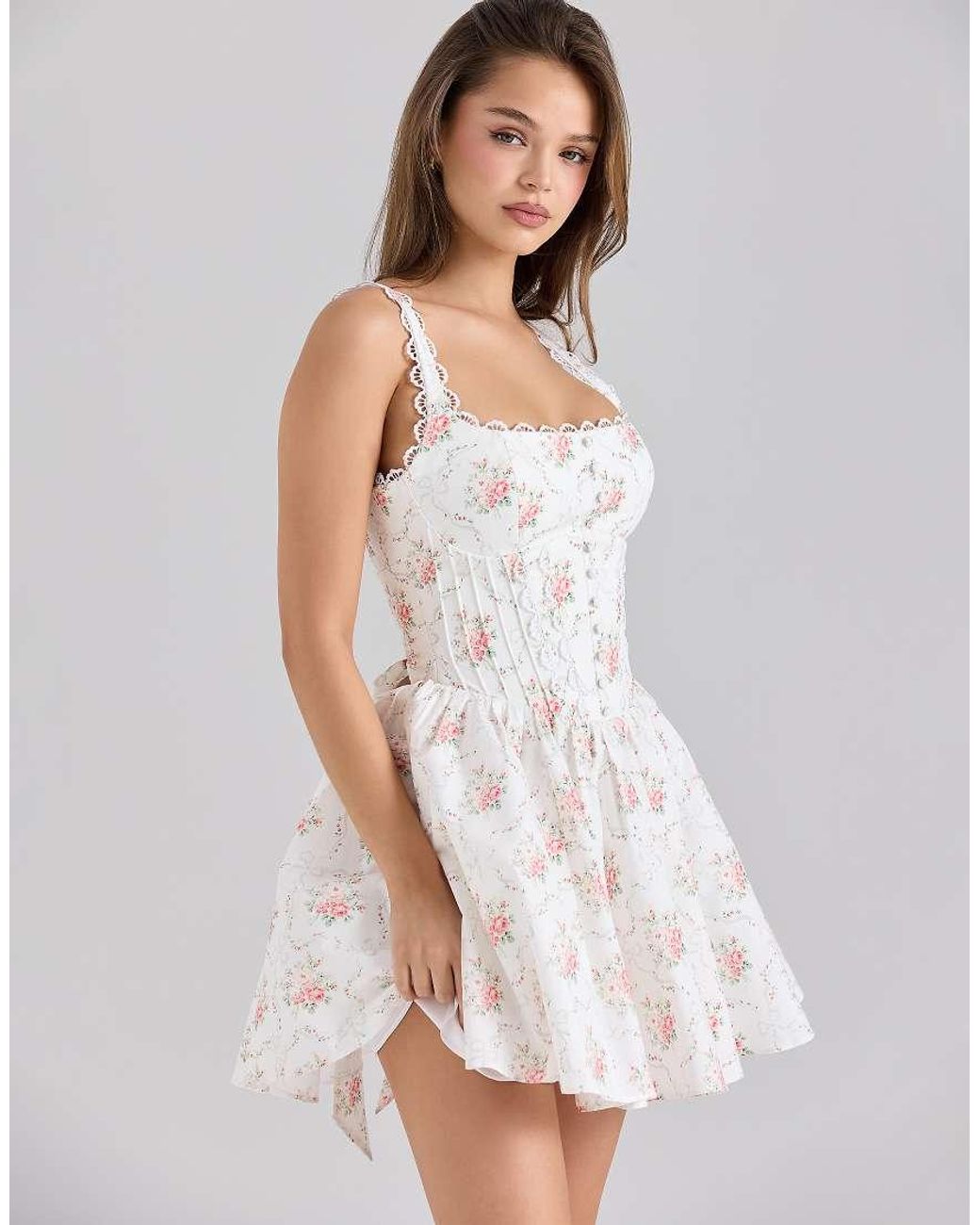 House Of Cb White Sade Stretch Cotton Mini Dress