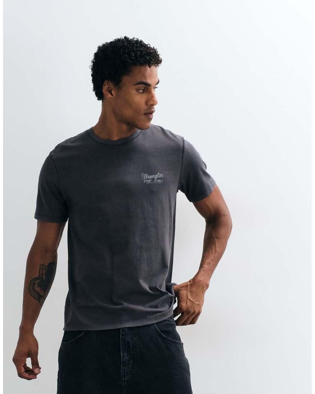 Wrangler Gray Graphic Print T-shirt for men