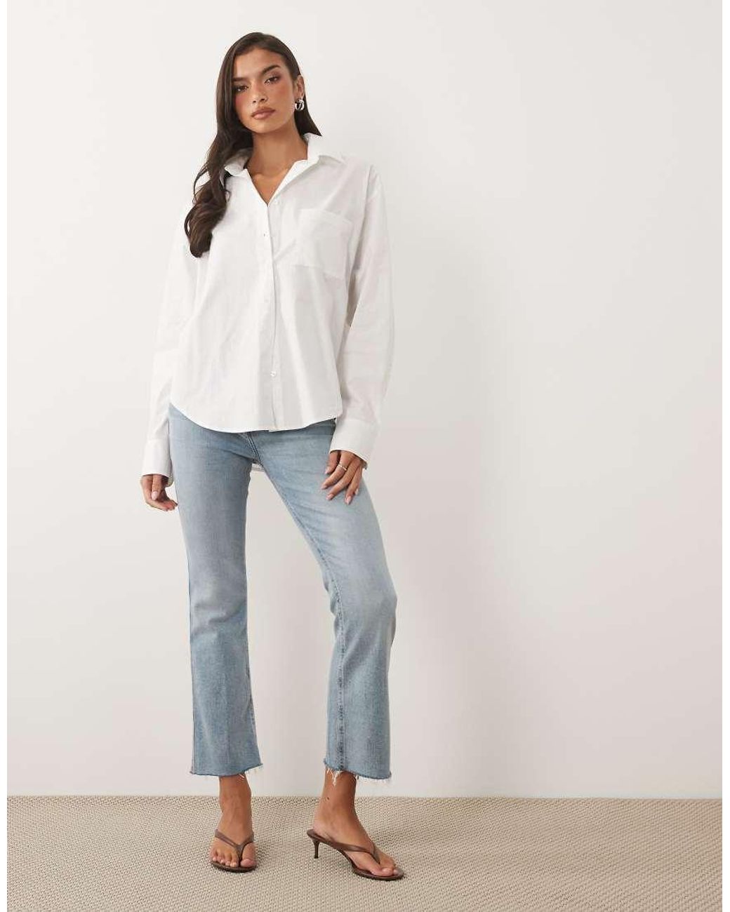 GOOD AMERICAN White Poplin Shirt