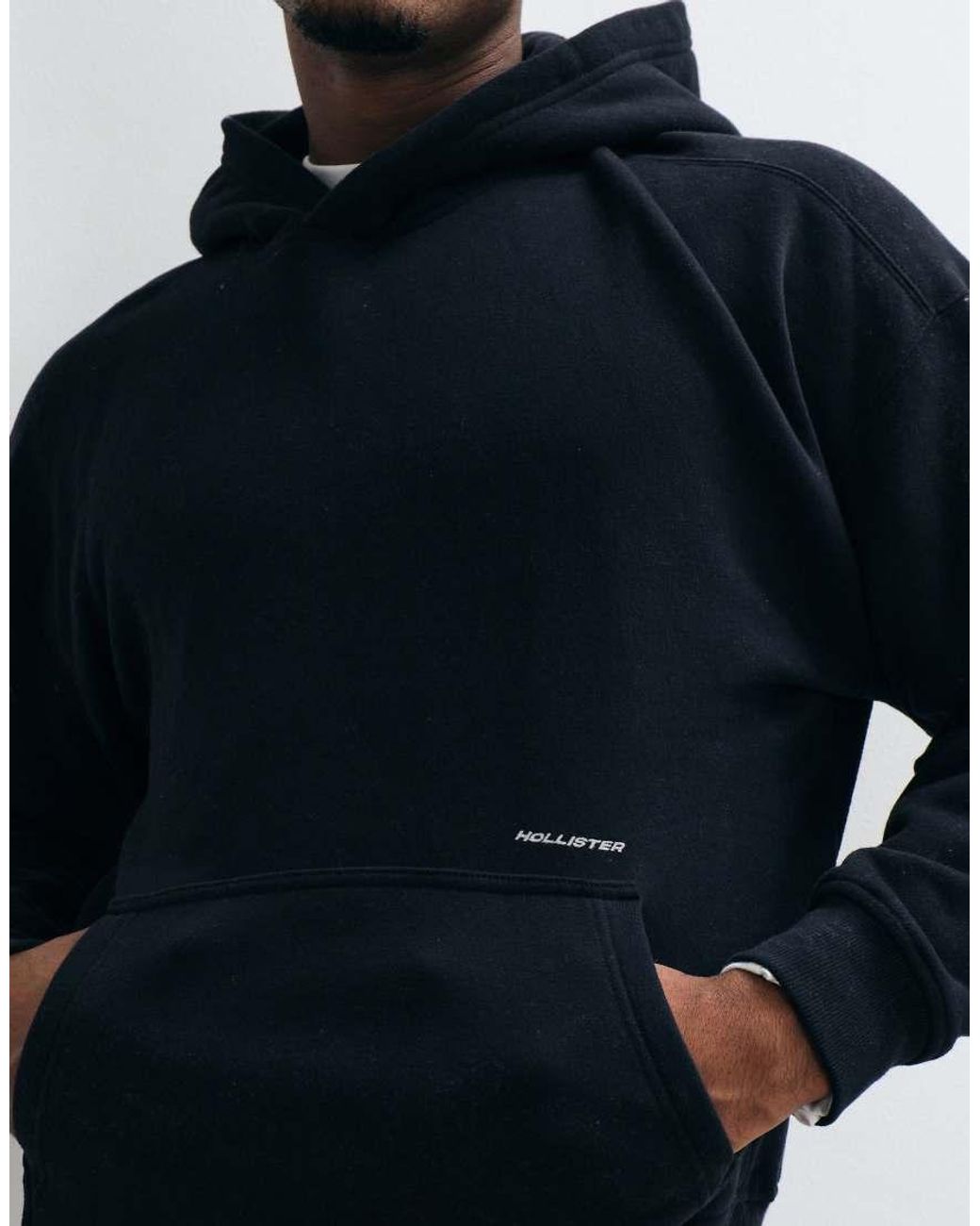 Hollister Blue Back Graphic Logo Boxy Fit Hoodie for men