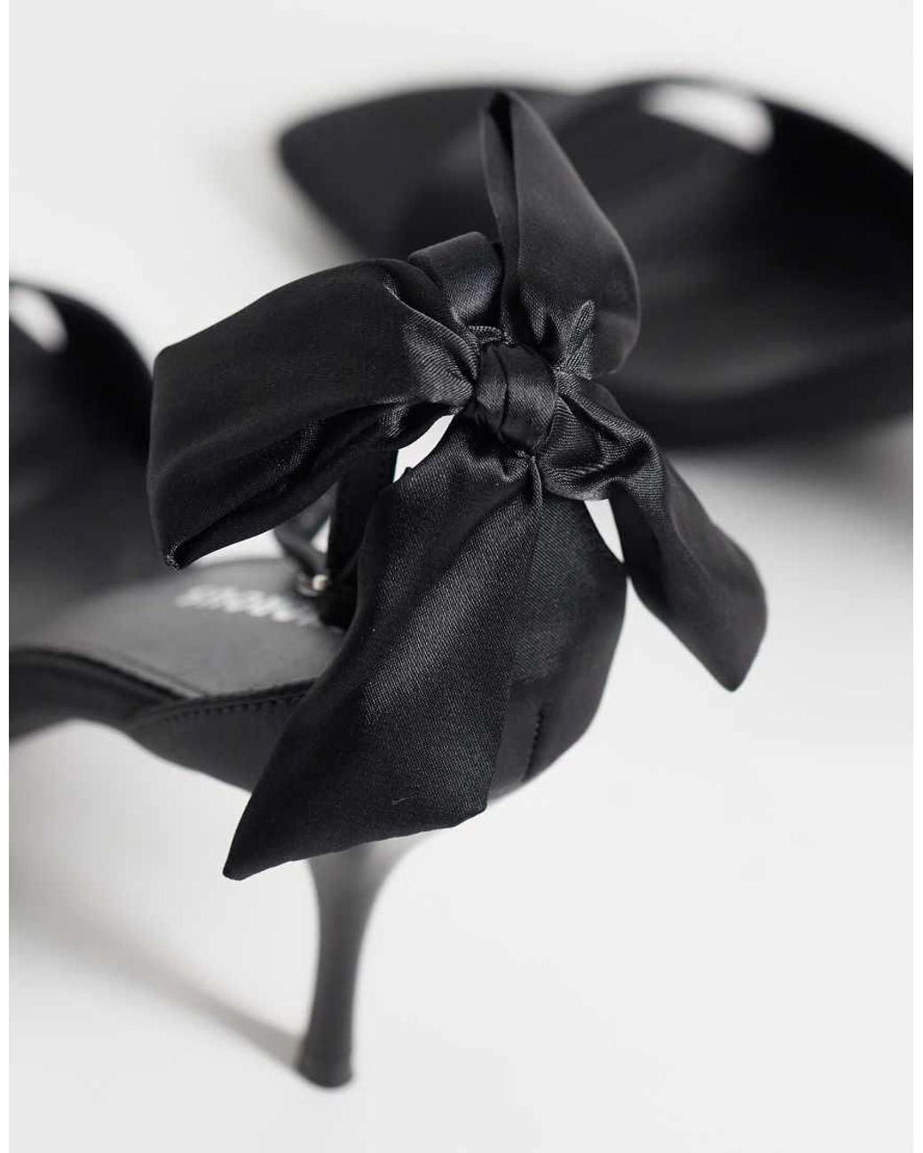 Glamorous Black Heeled Sandals With Bow Back Detail