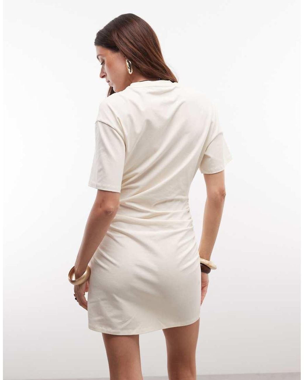 Mango Natural Ruched Waist Mini Dress