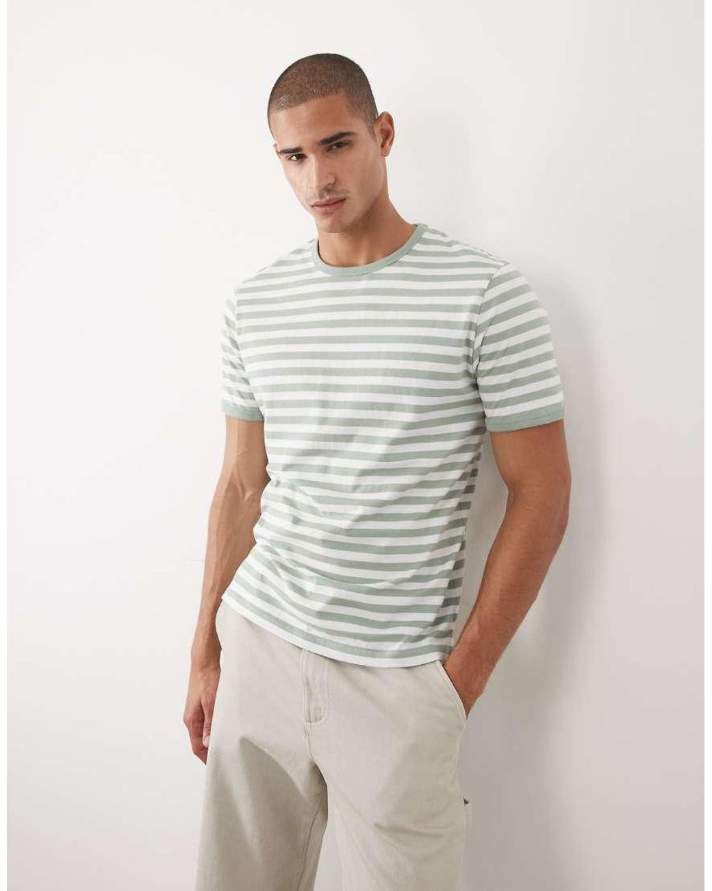 Threadbare Gray Crew Neck Ringer T-Shirt for men