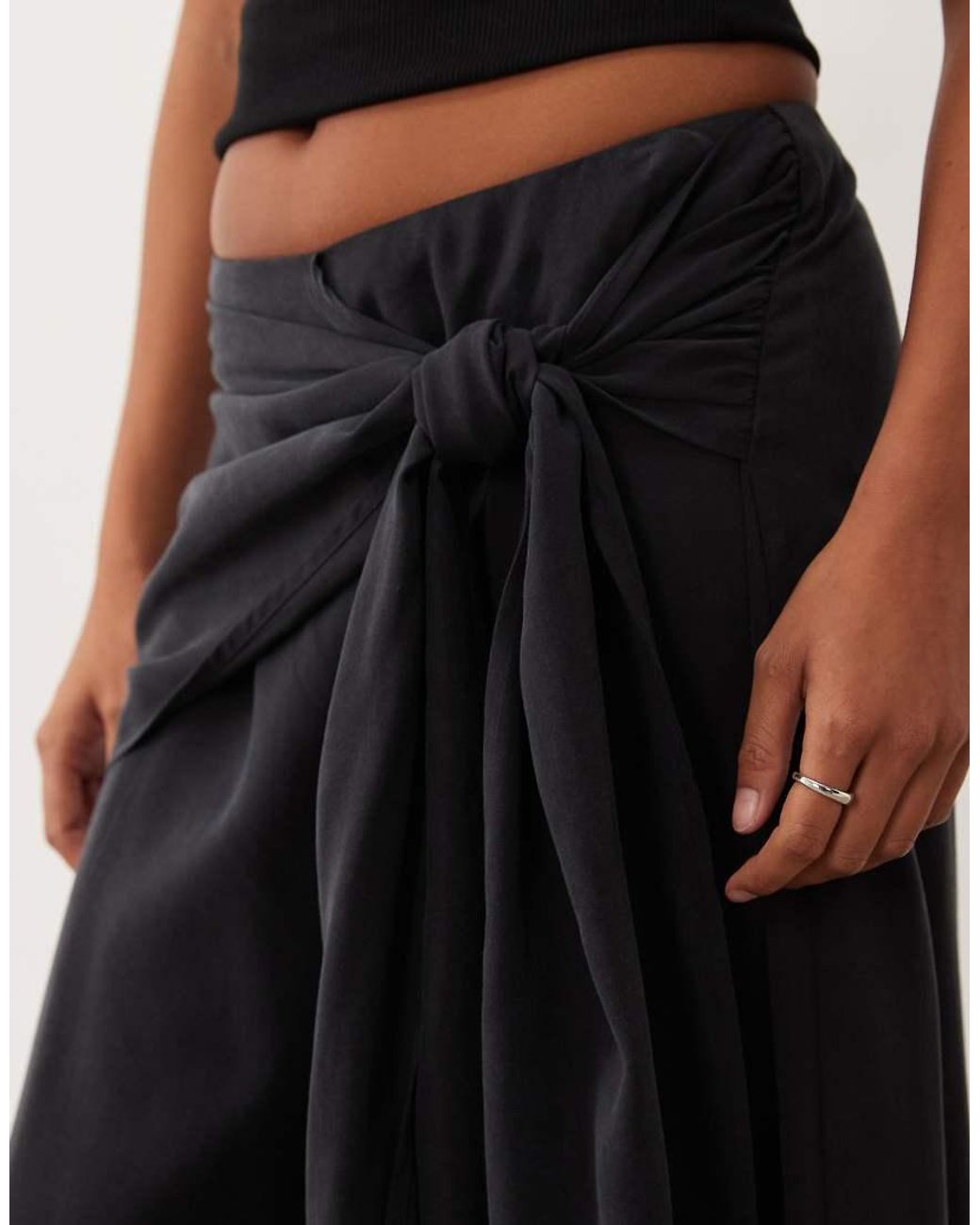 ASOS White Asos Design Petite Scarf Detail Wide Leg Trousers