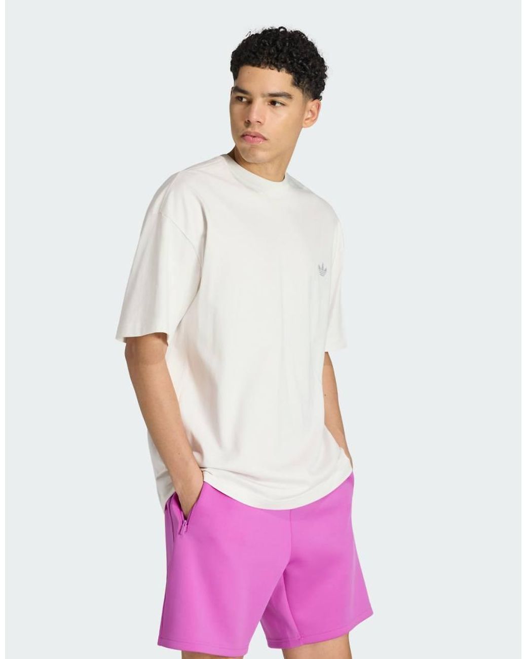 Adidas Originals White Trefoil Essentials Spacer Loose Tee for men