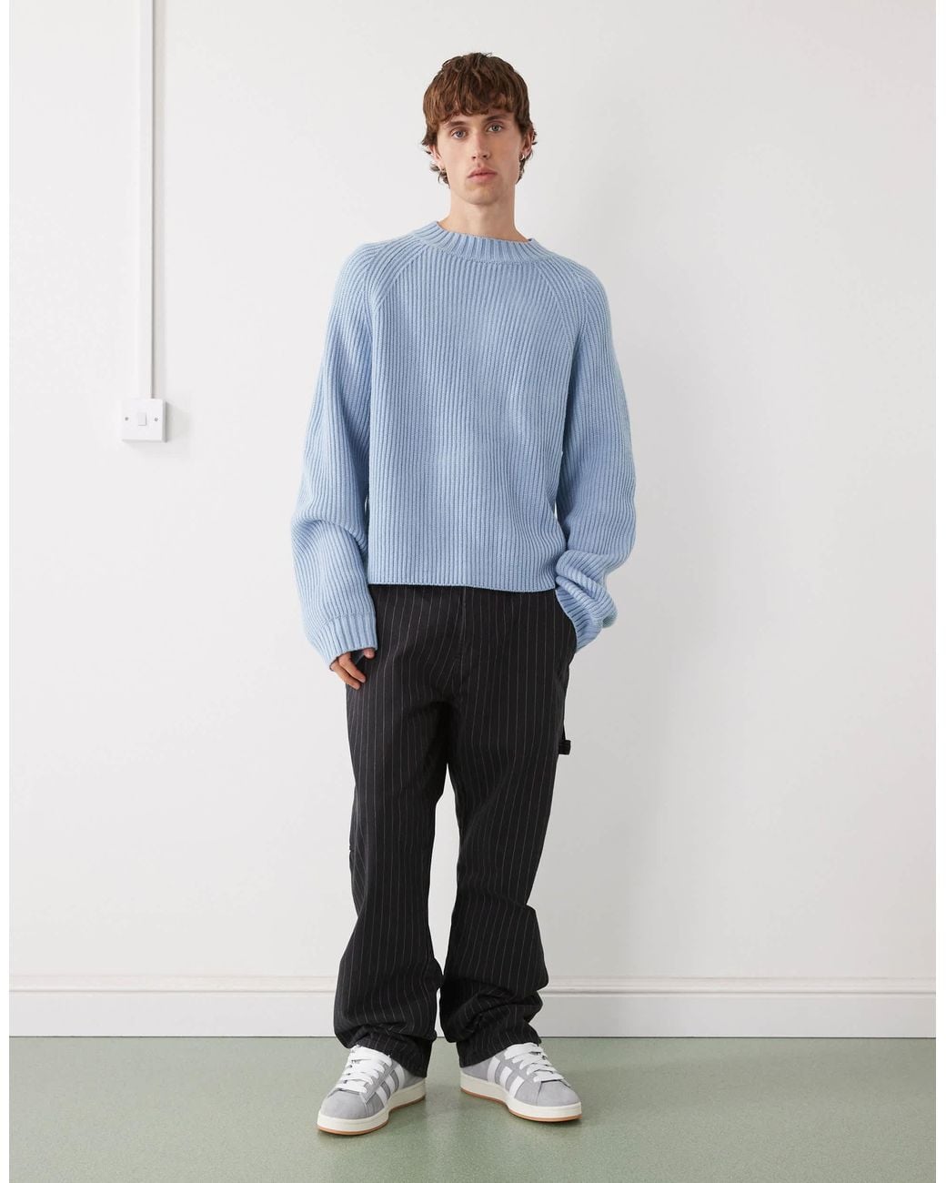 Collusion Blue Boxy Knitted Jumper for men