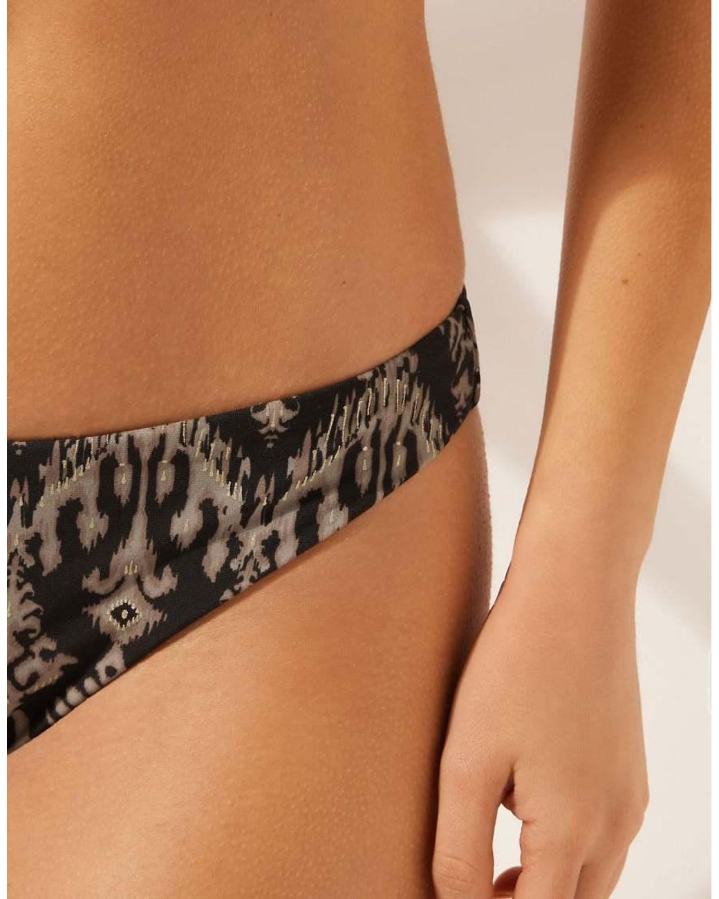 Calzedonia Black Bikini Bottoms Golden