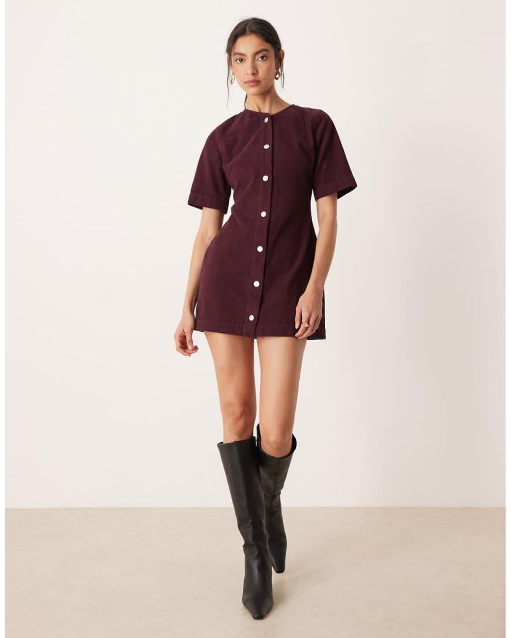 ASOS Red Cord Button Through Mini Dress