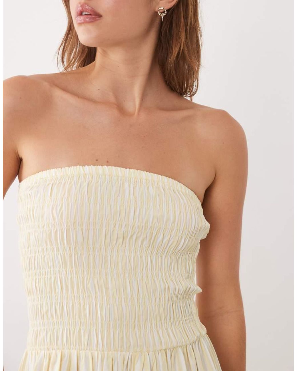 New Look Natural Shirred Bandeau Midi Dress