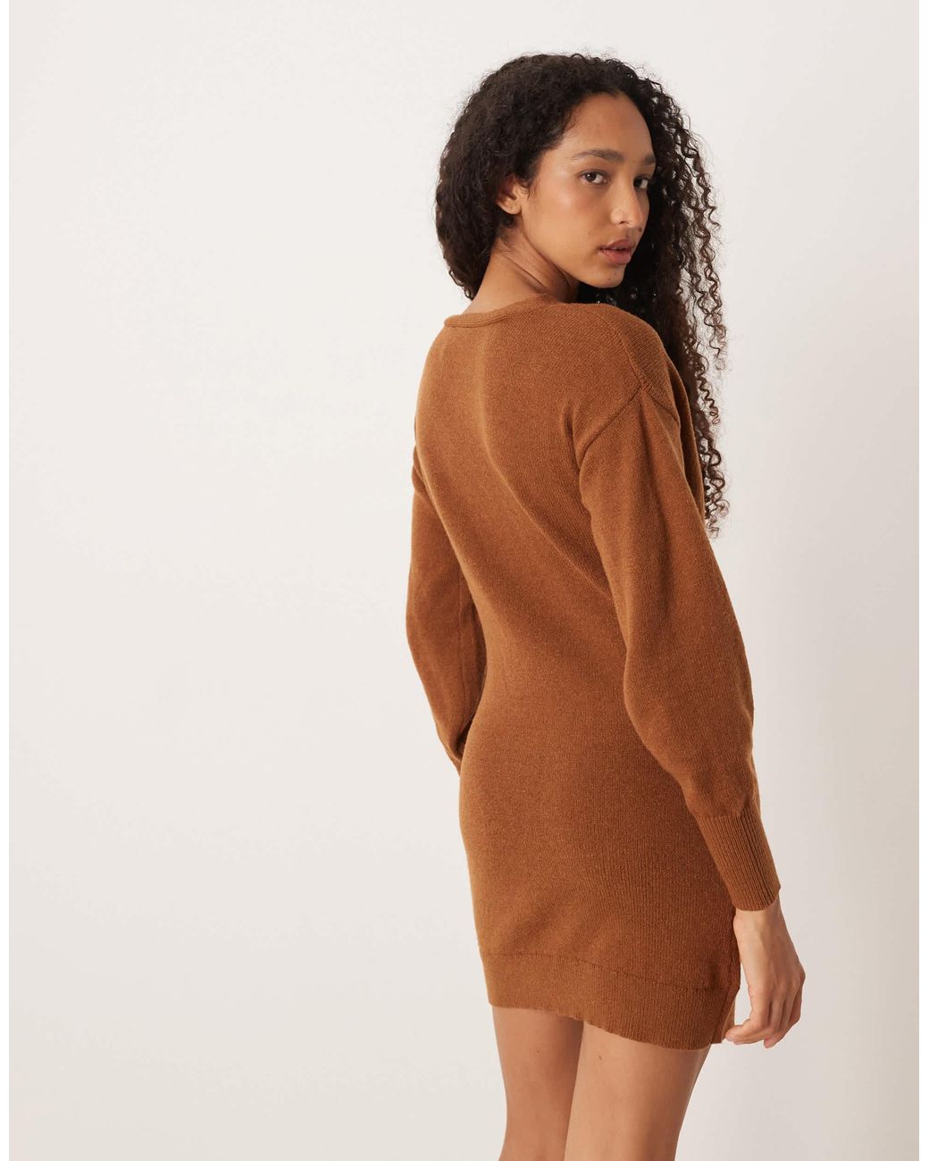 Vila Brown Knitted Mini Wrap Dress