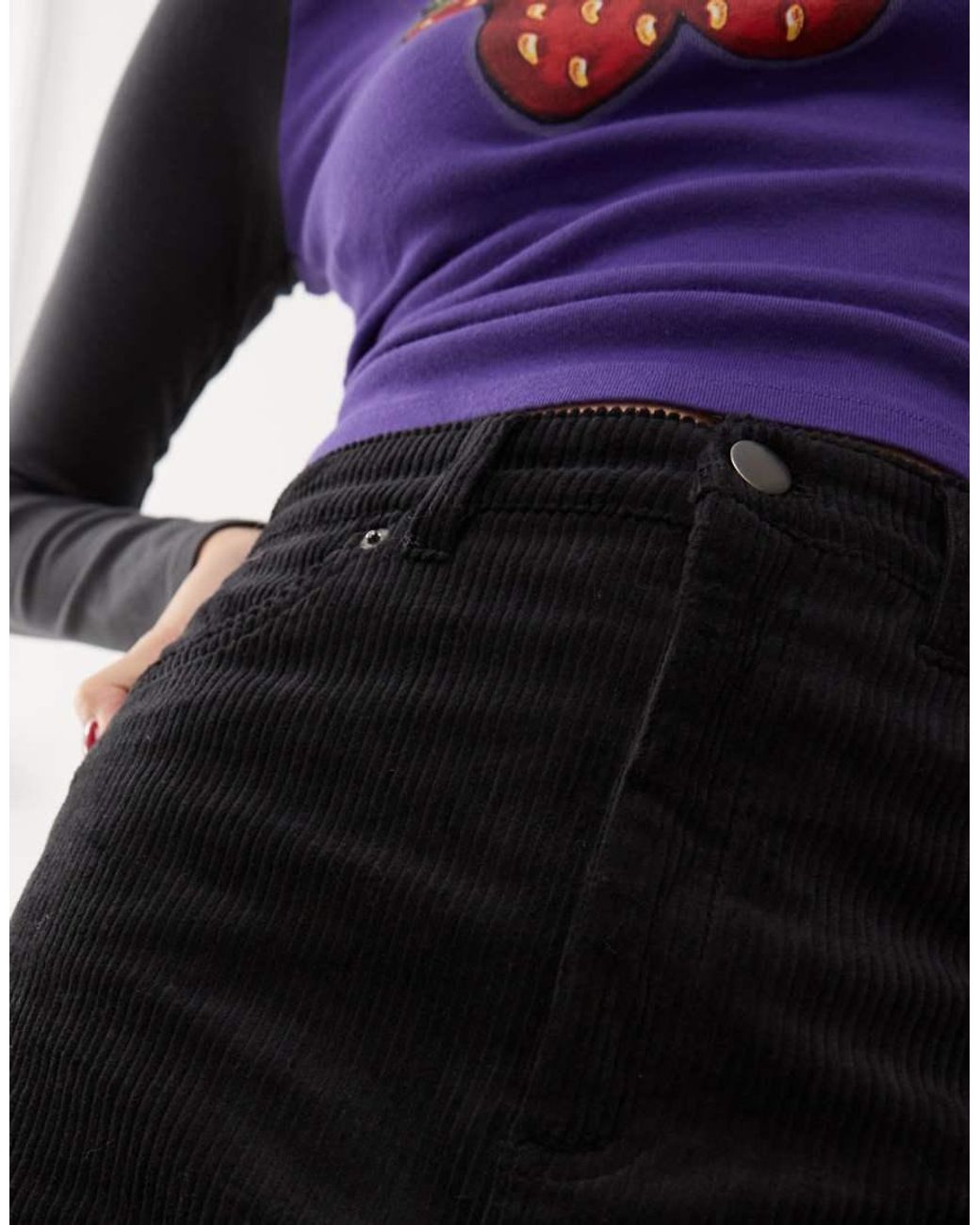 Monki Black Cord Mini Skirt