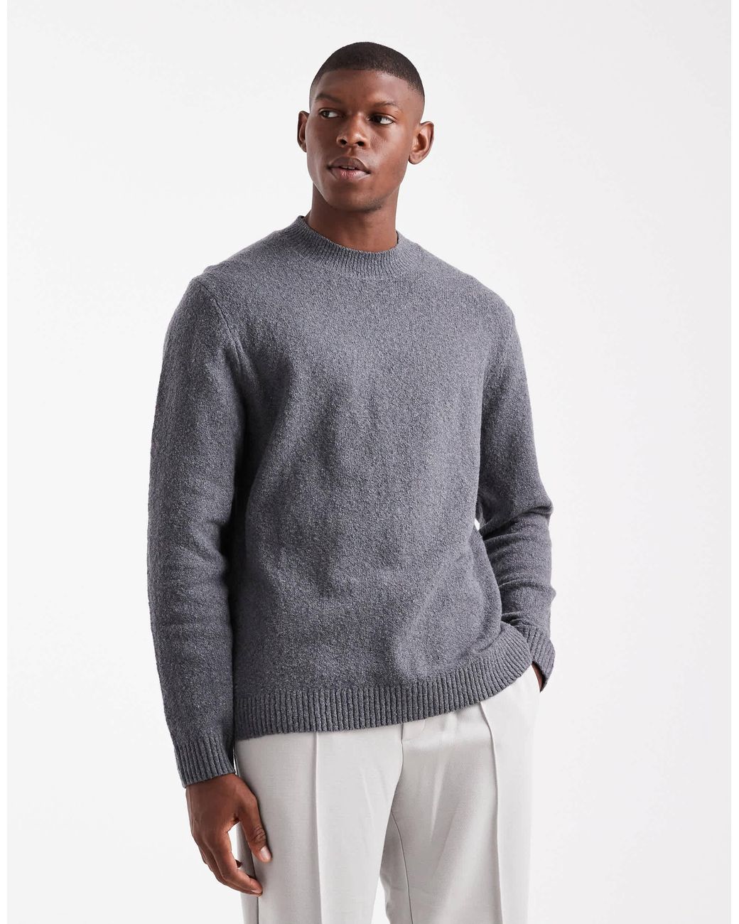 Pull en maille bouclée Jack & Jones pour homme en coloris Gray