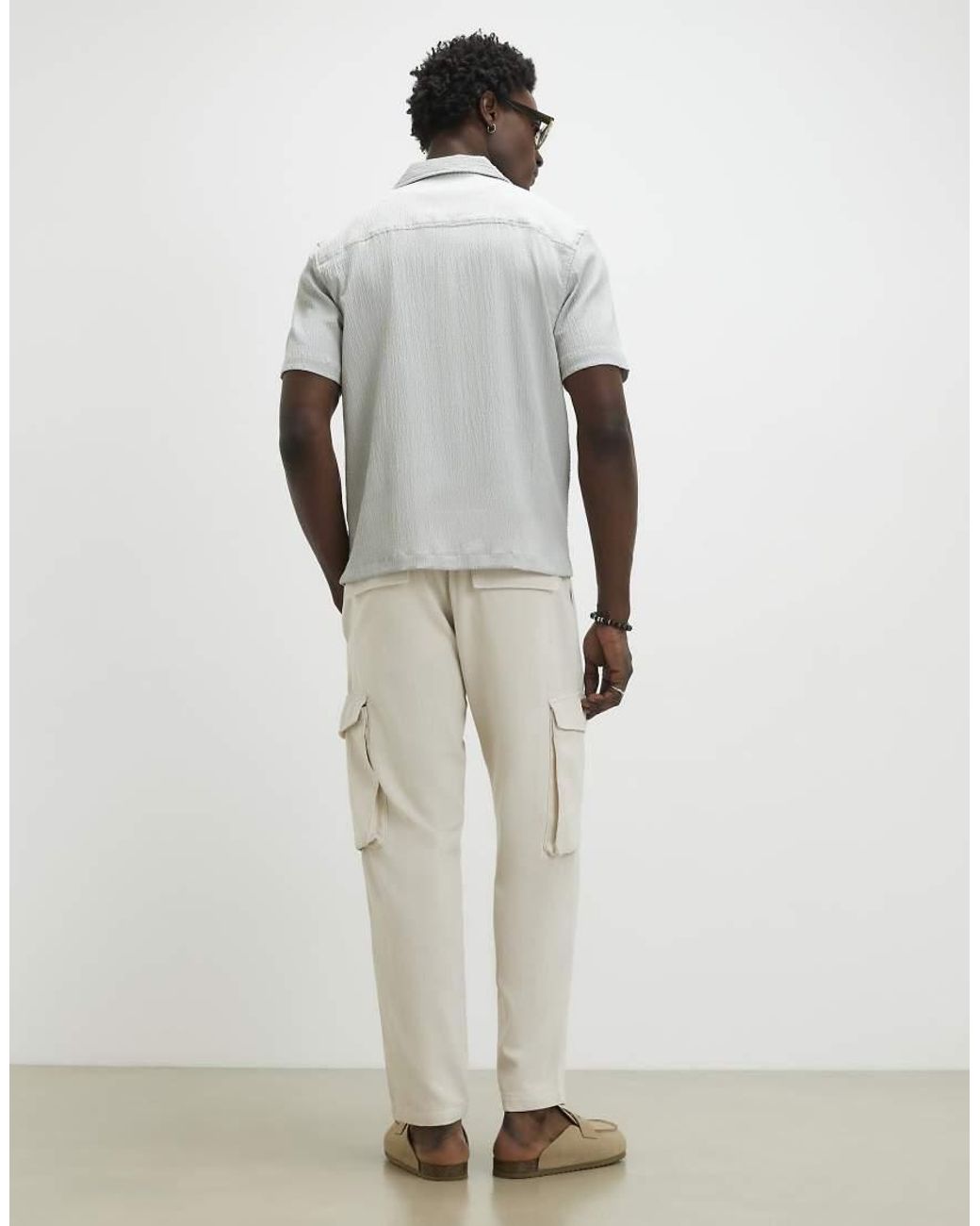 River Island White Regular Fit Cargo Trousers for men