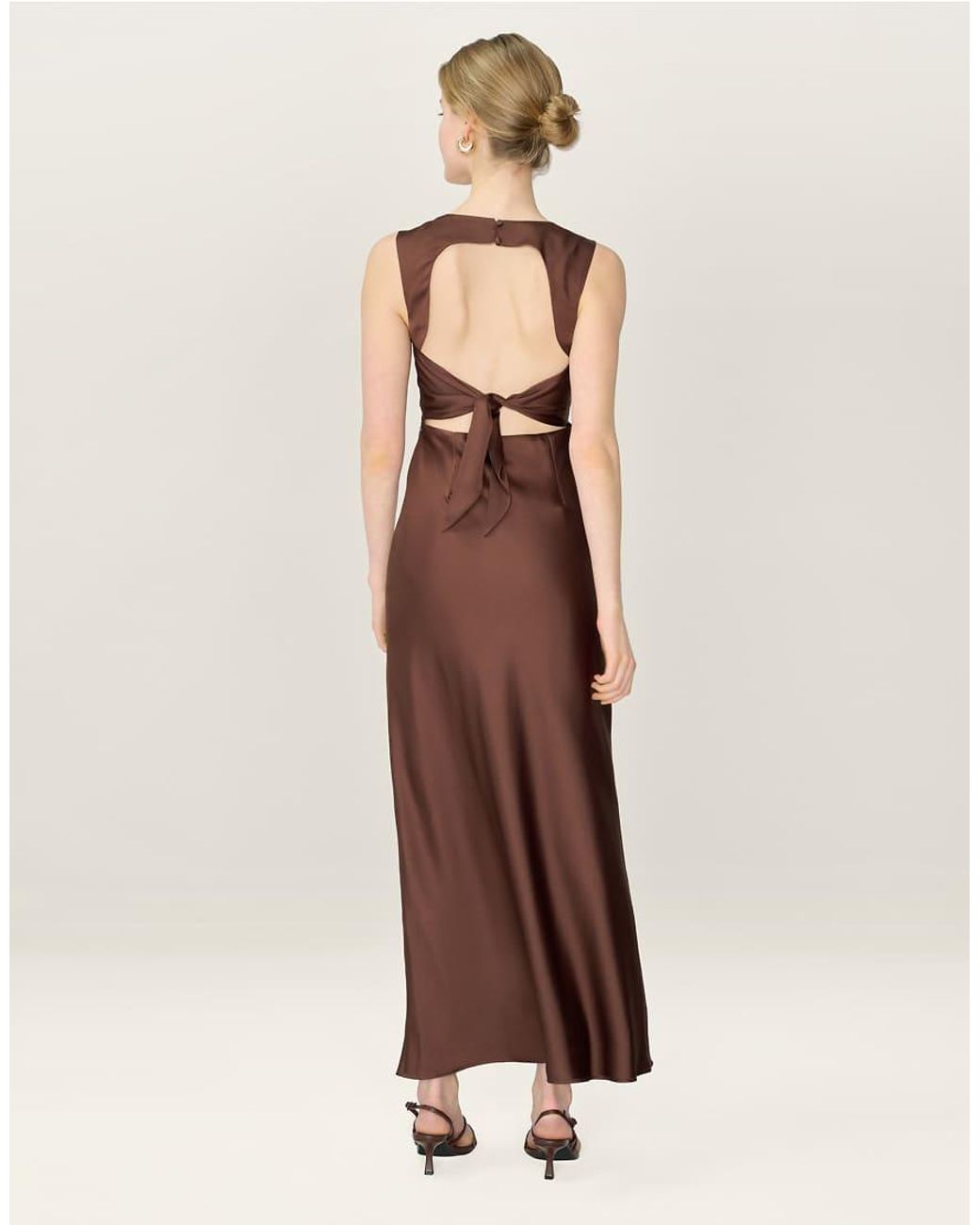 OMNES Natural Dresses Nova Satin Midi Dress With Open Back