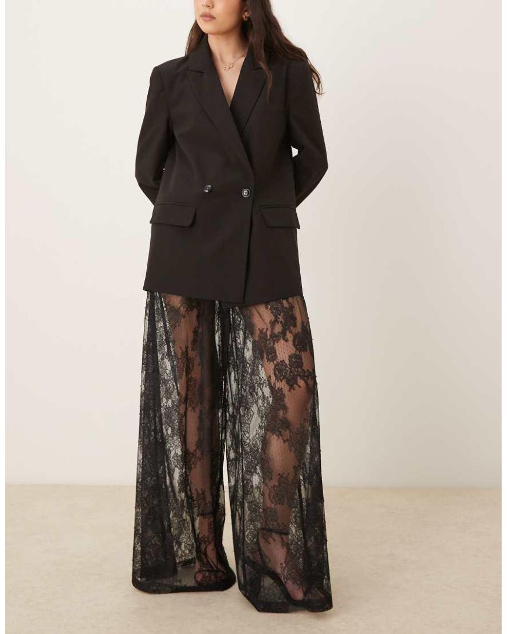 Bardot Black Hildie Extreme Lace Palazzo Pants