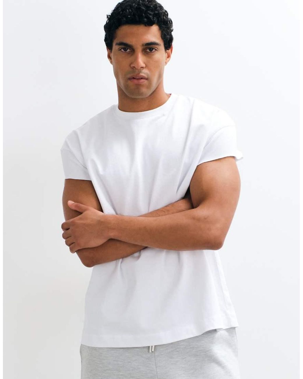 ASOS White Heavyweight Oversized T-shirt With Raw Cap Sleeves for men