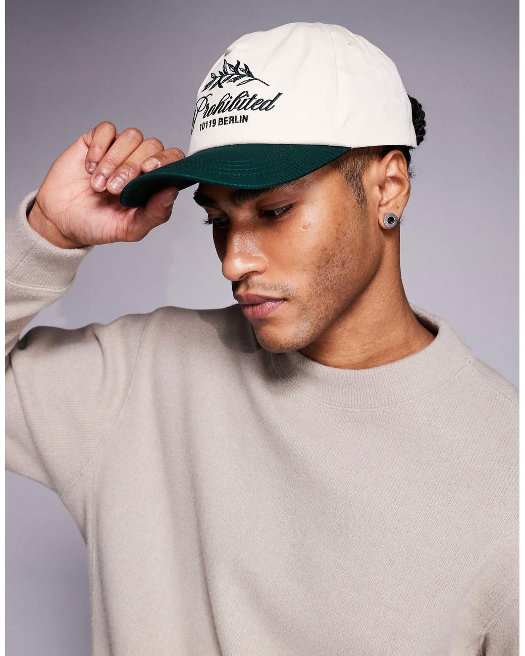 Casquette à logo feuille et visière contrastante - blanc crème et Prohibited pour homme en coloris Green