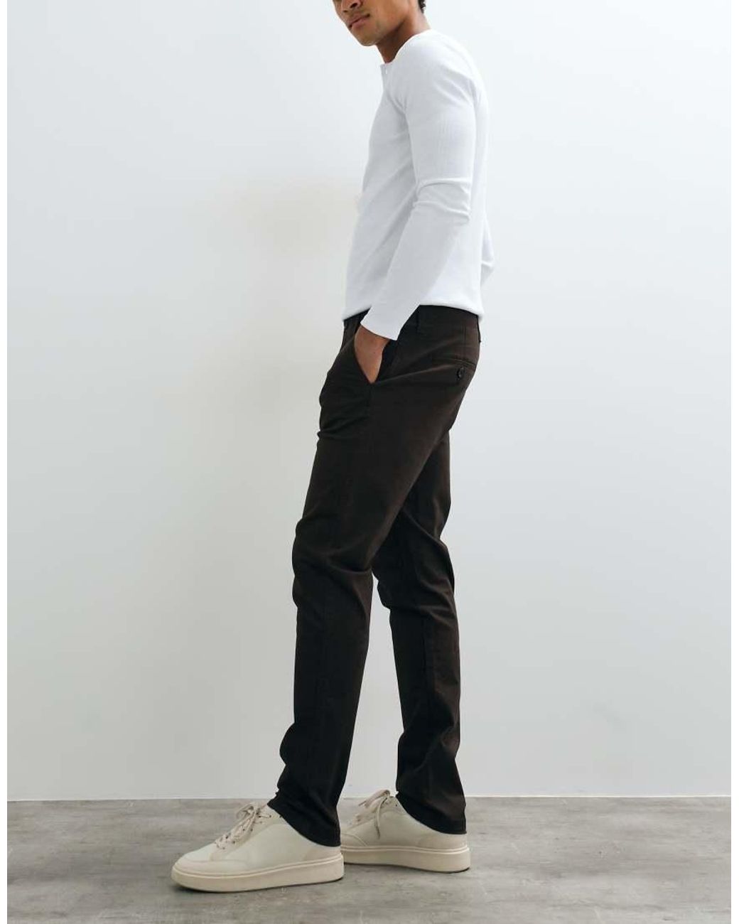 Threadbare White Slim Leg Trousers for men