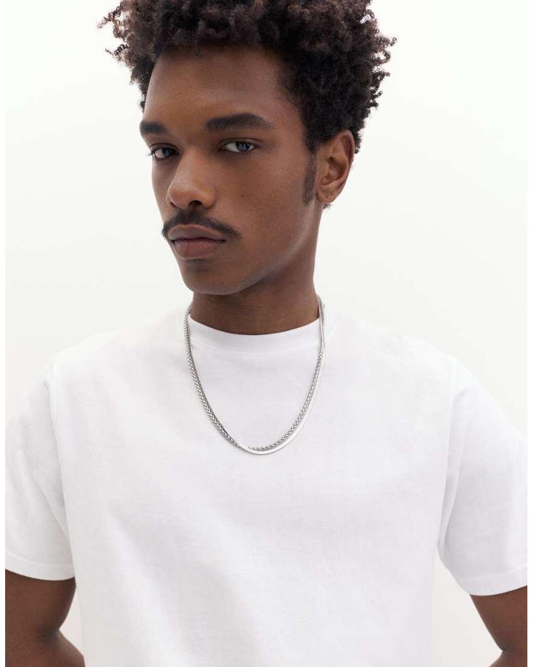 Pull&Bear White Basic Short Sleeve Cotton T-Shirt for men