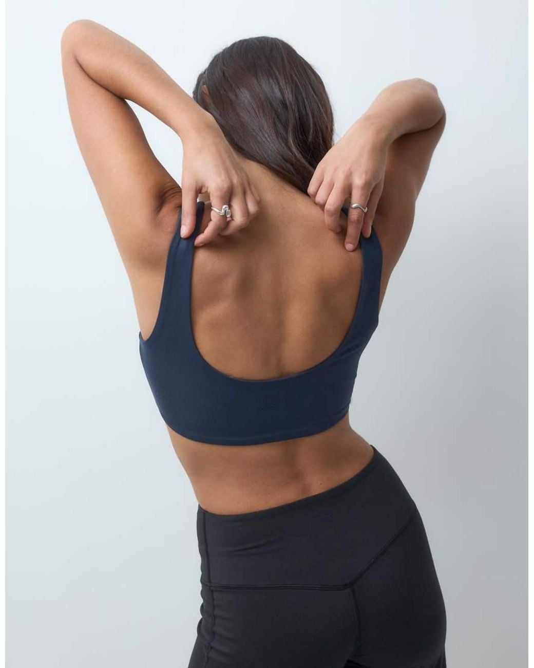 4505 Blue Scoop Neck Medium Support Sports Bra With Removable Padding