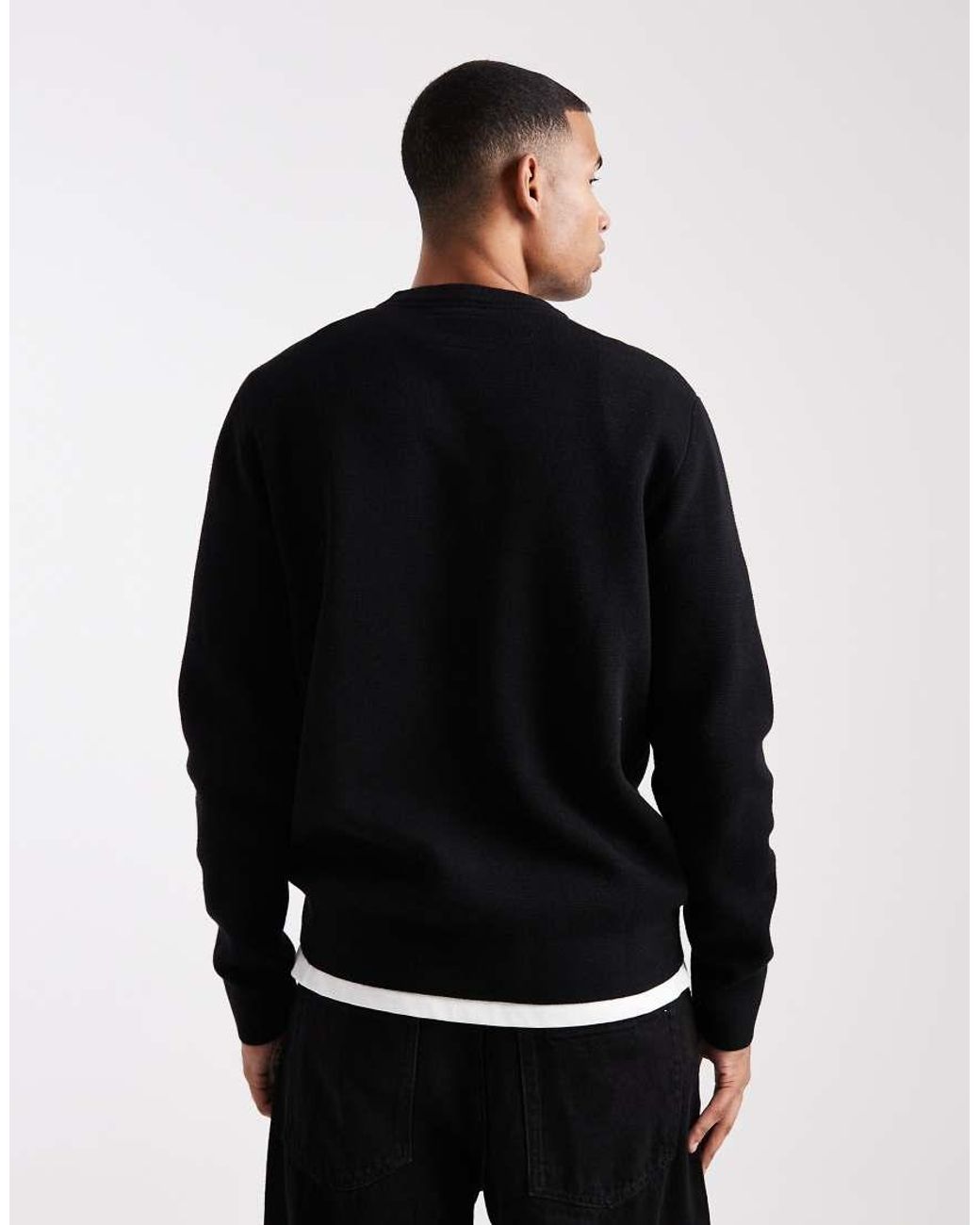 Jack & Jones Black Premium Knitted Crew Neck Jumper for men