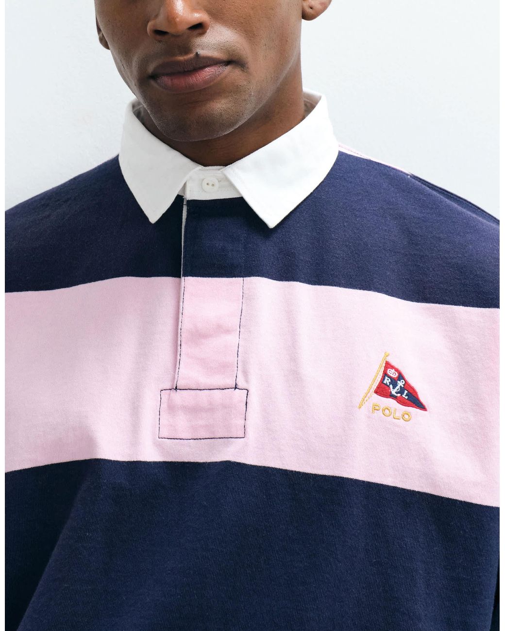 Polo rugby oversize à logo drapeau et rayures bloc bleu marine et Polo Ralph Lauren pour homme en coloris White