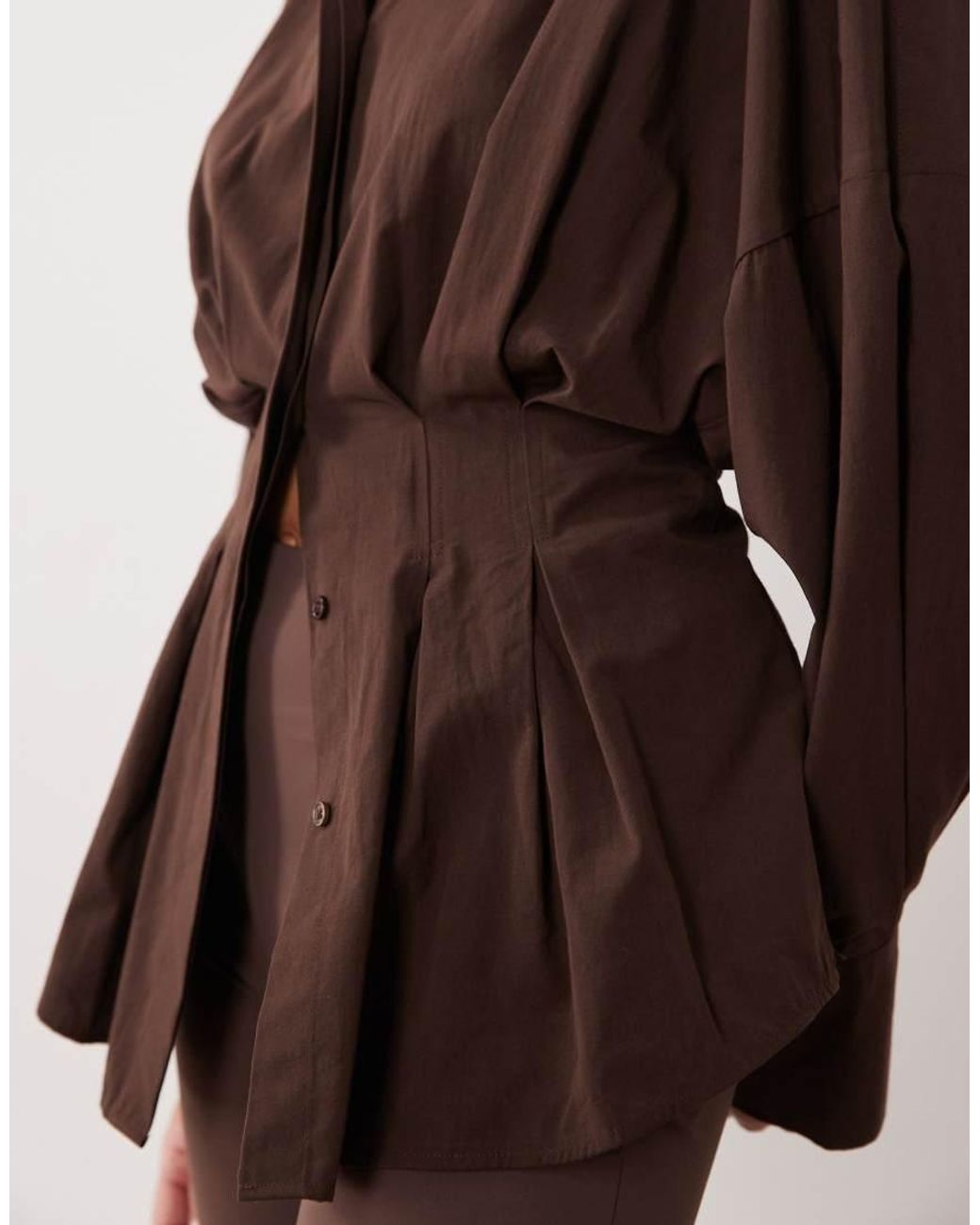 ASOS Brown Pleated Waist Shirt