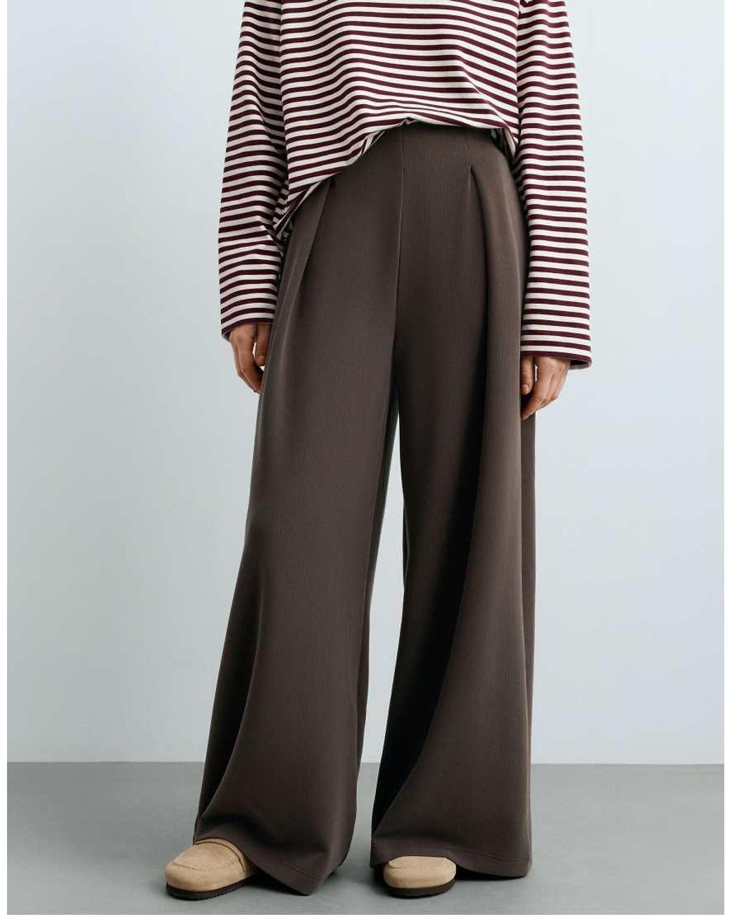 Oysho Gray Wide Trousers With Modal