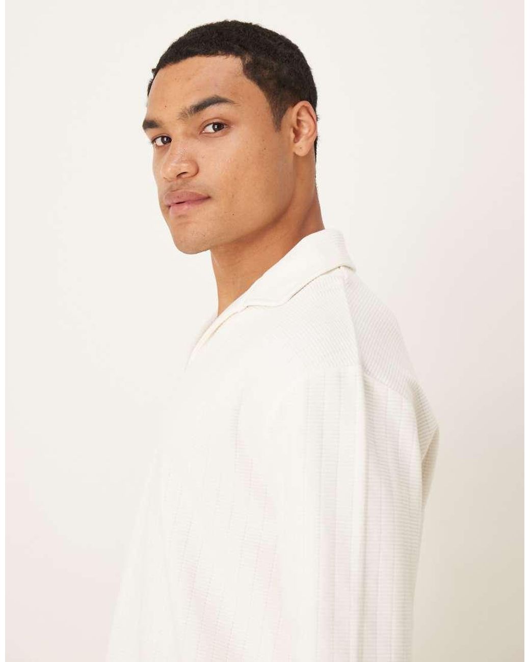 ASOS White Relaxed Long Sleeve Polo for men
