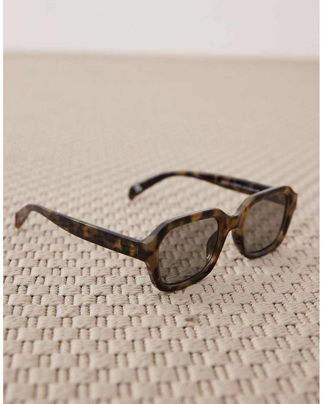 ASOS Brown Slim Square Sunglasses for men