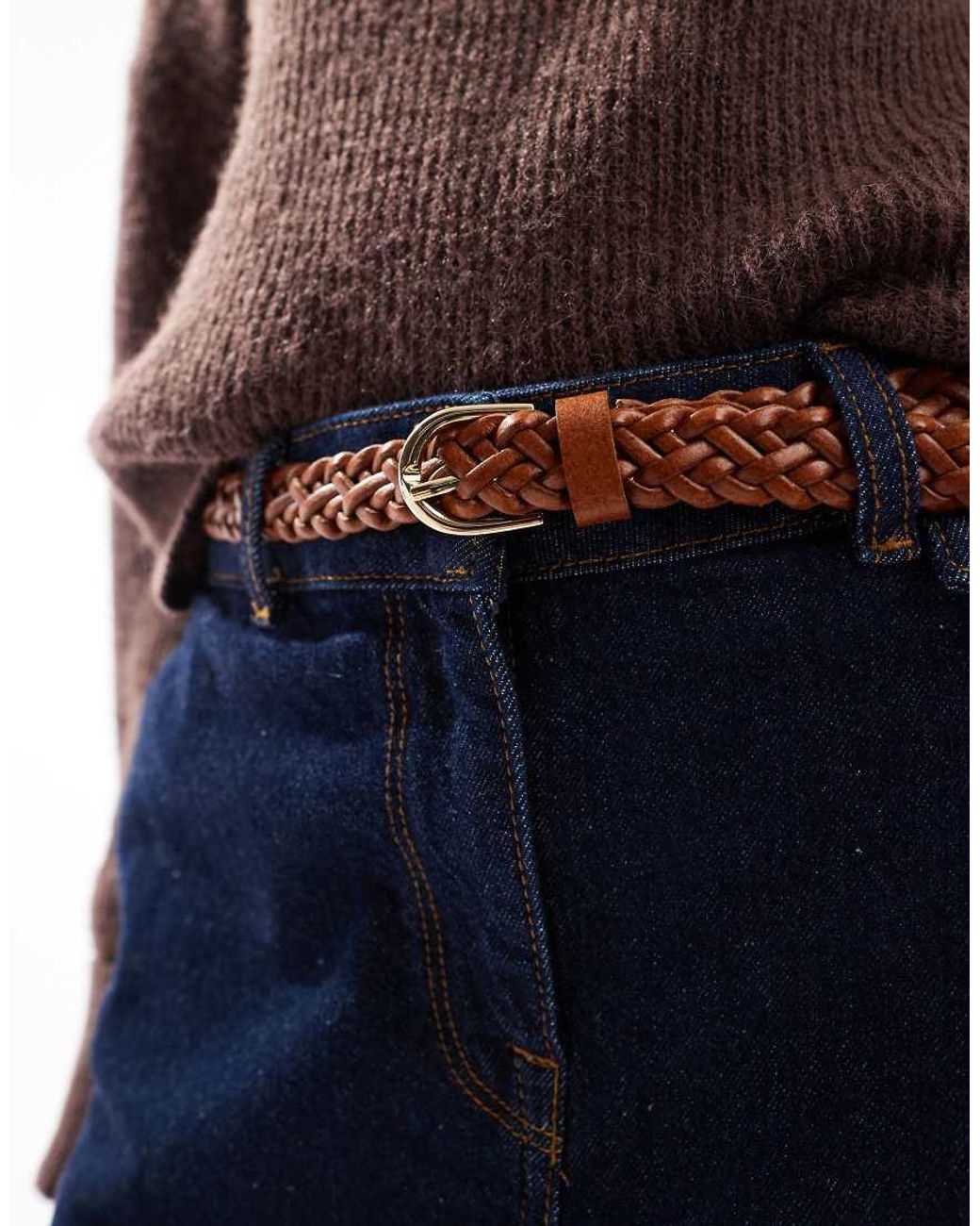 Pieces Blue Plaited Faux Leather Belt