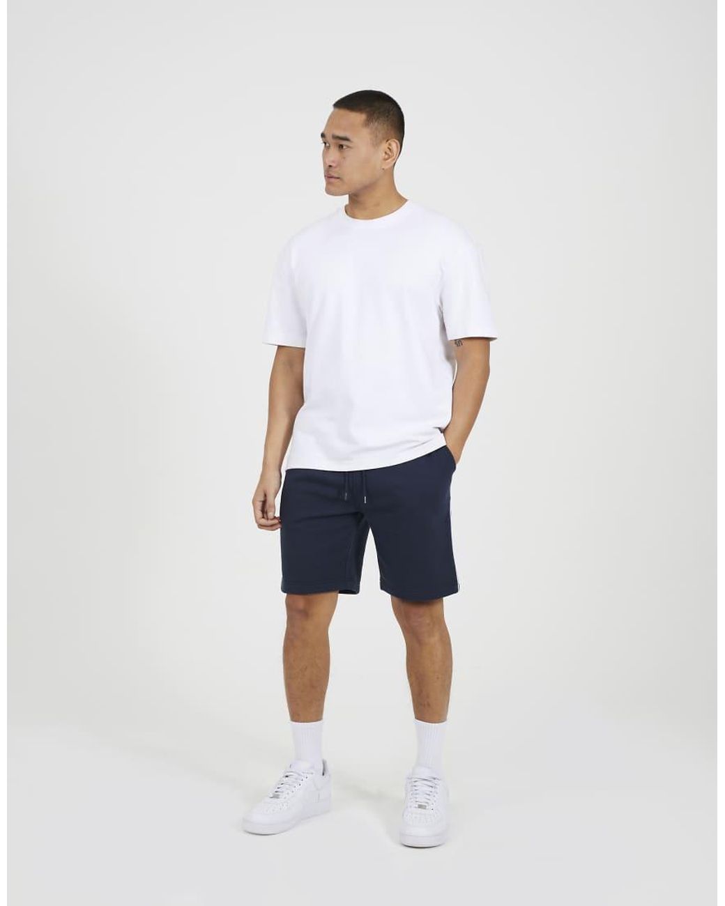 Brave Soul Blue Side Stripe Drawstring Jersey Shorts for men