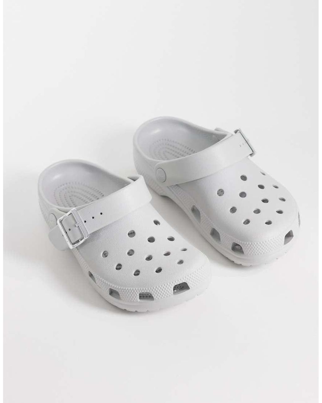 CROCSTM White Classic Metallic Buckle Clogs