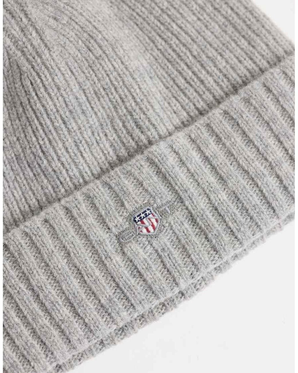 Gant Gray Shield Logo Wool Beanie for men