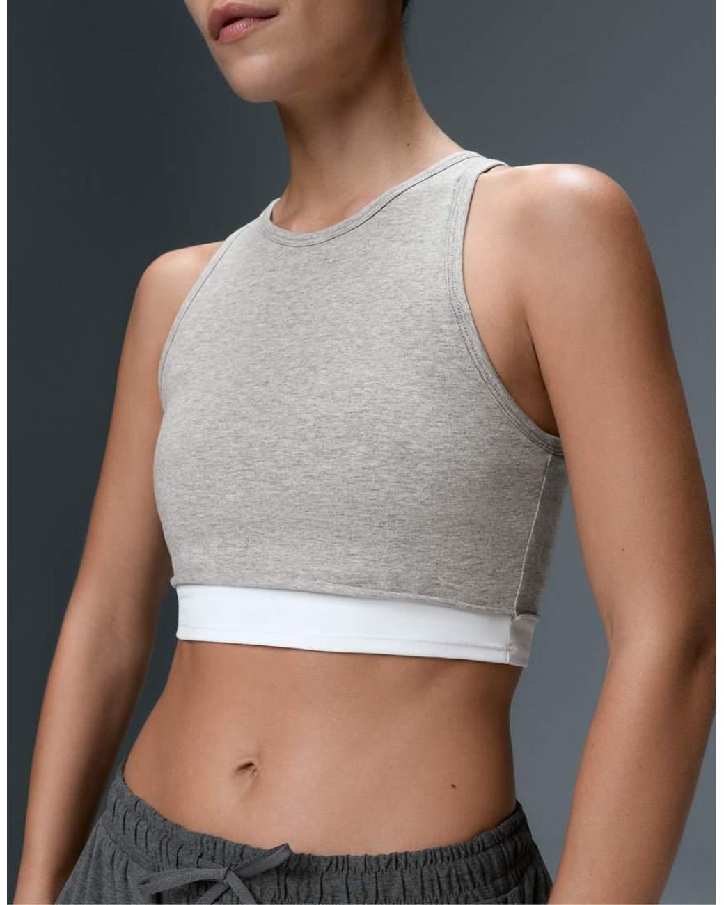 Oysho Gray Marl Overlay Halterneck Tank Top